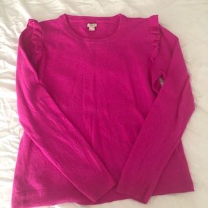 Hot pink flutter shoulder sweater